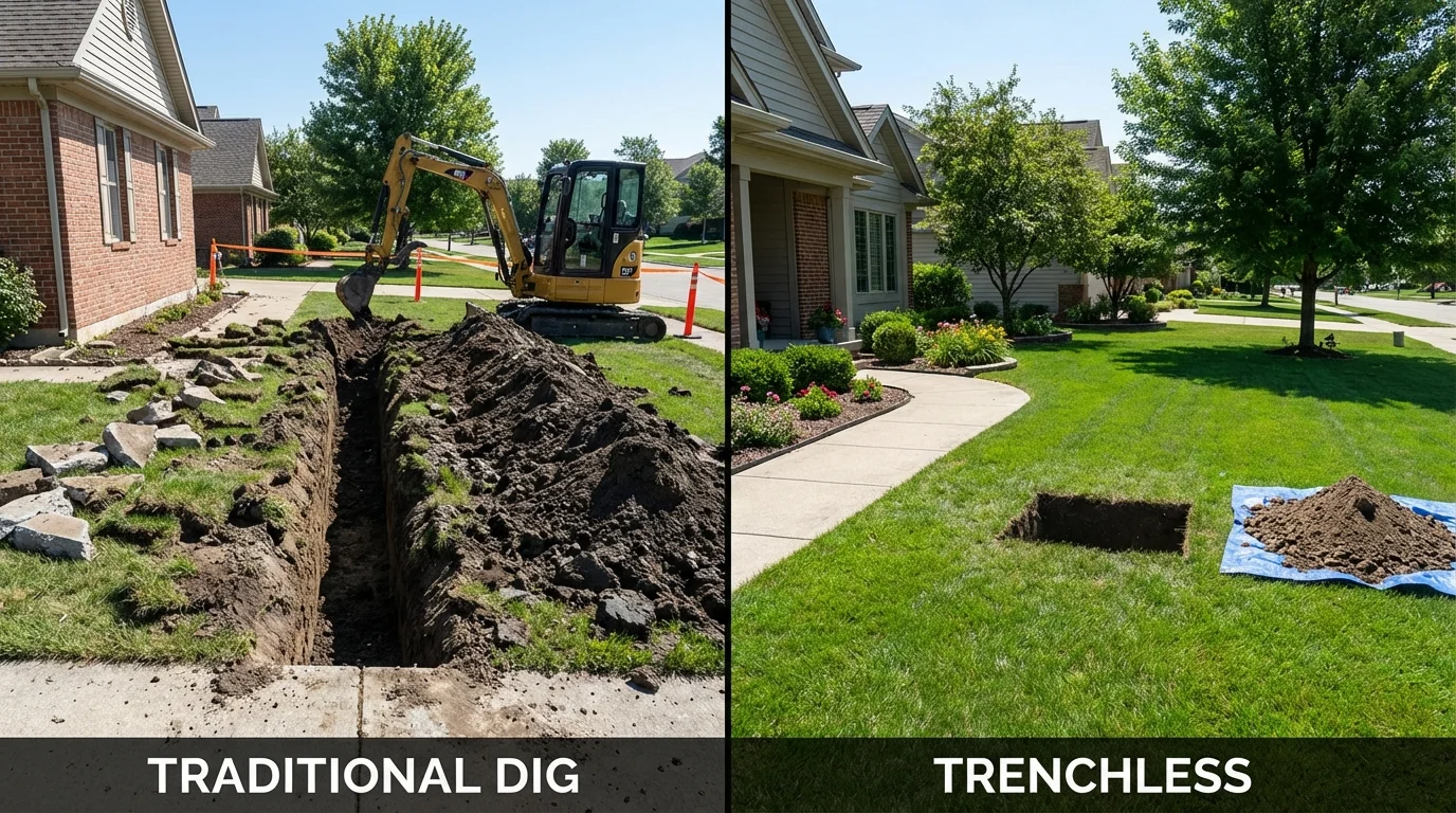 Trenchless sewer repair with minimal yard damage versus traditional excavation in Howard Beach, NY